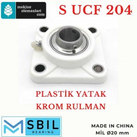 S-UCF 204 SBIL YATAKLI RULMAN (Mil Çapı : 20 mm) (Made in Chına) (Plastik Yatak Paslanmaz Rulman)